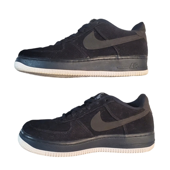 Nike Air Force 1LV8 Shoes Size 5Y Black Lace Up Corduroy Sneakers - Picture 4 of 11